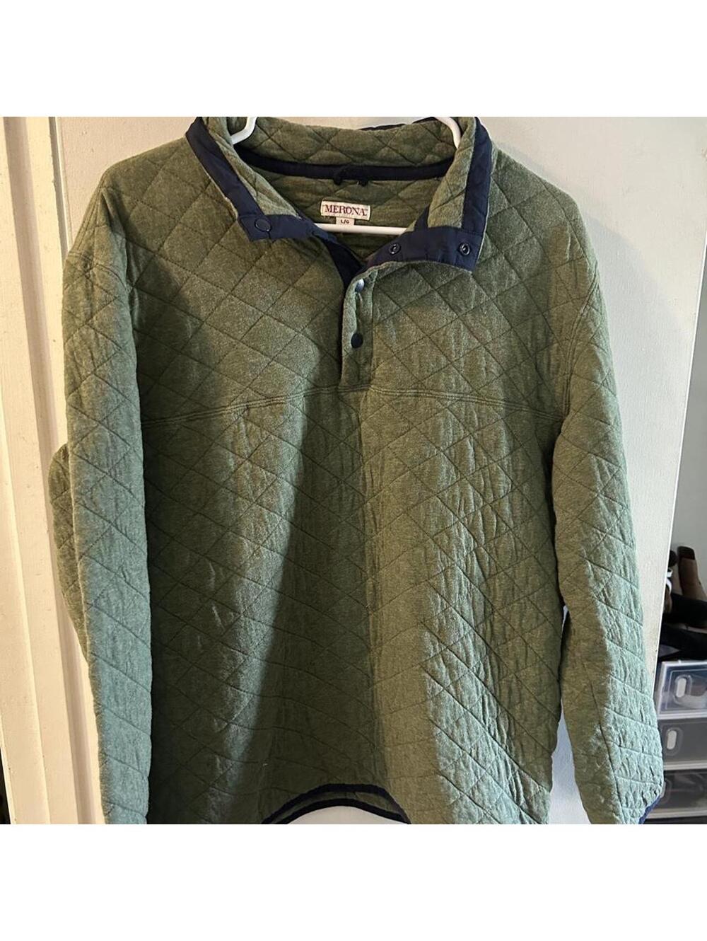 Merona Green quilted diamond pattern Merona pullover size L